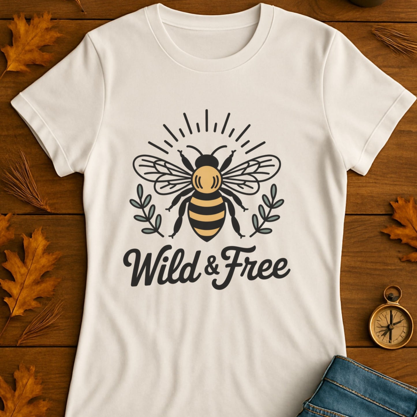 Bee Print T-Shirt - Wild Free Bee Design