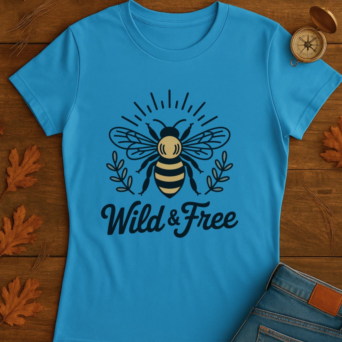 Bee Print T-Shirt - Wild Free Bee Design