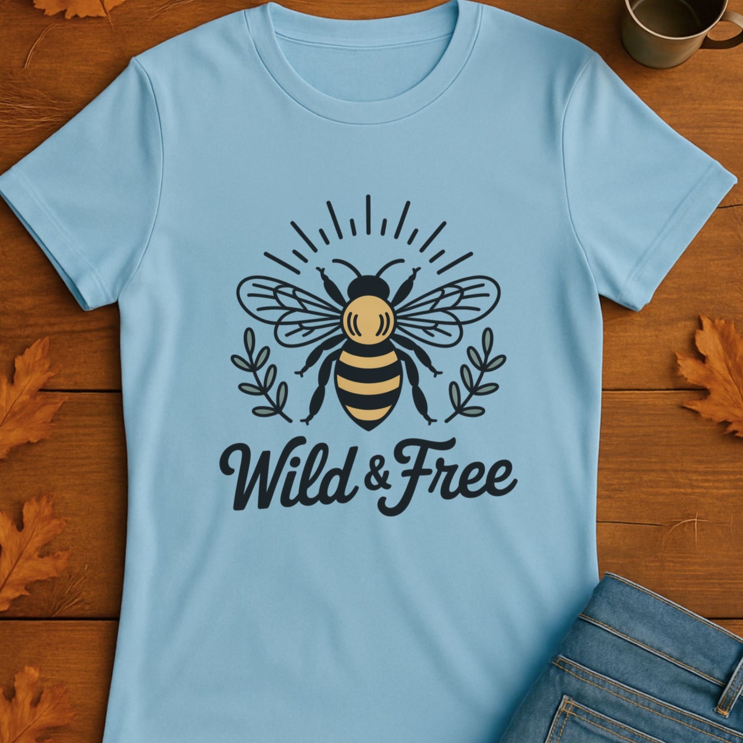 Bee Print T-Shirt - Wild Free Bee Design