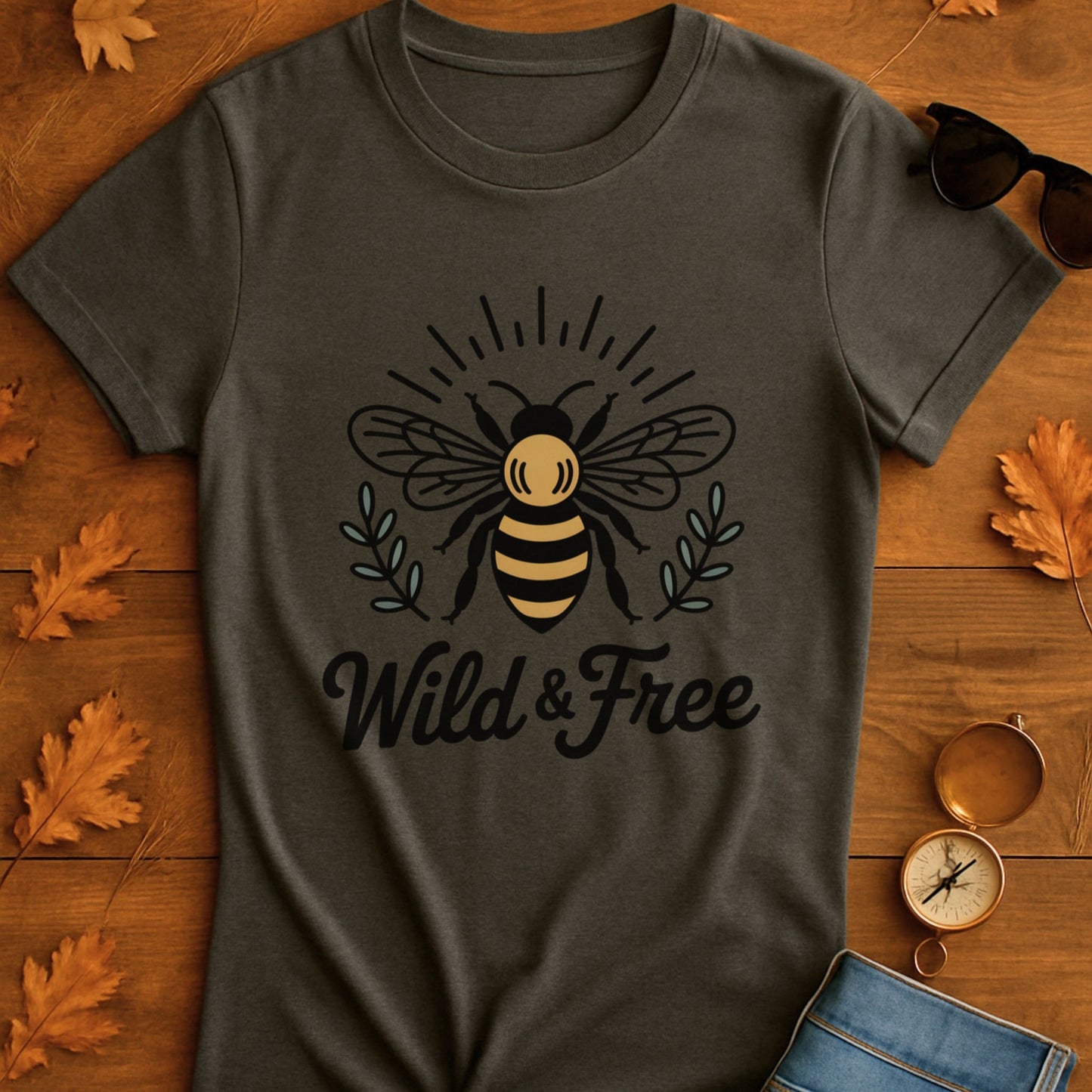 Bee Print T-Shirt - Wild Free Bee Design