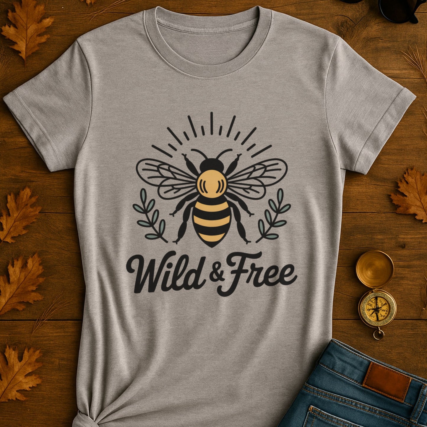 Bee Print T-Shirt - Wild Free Bee Design