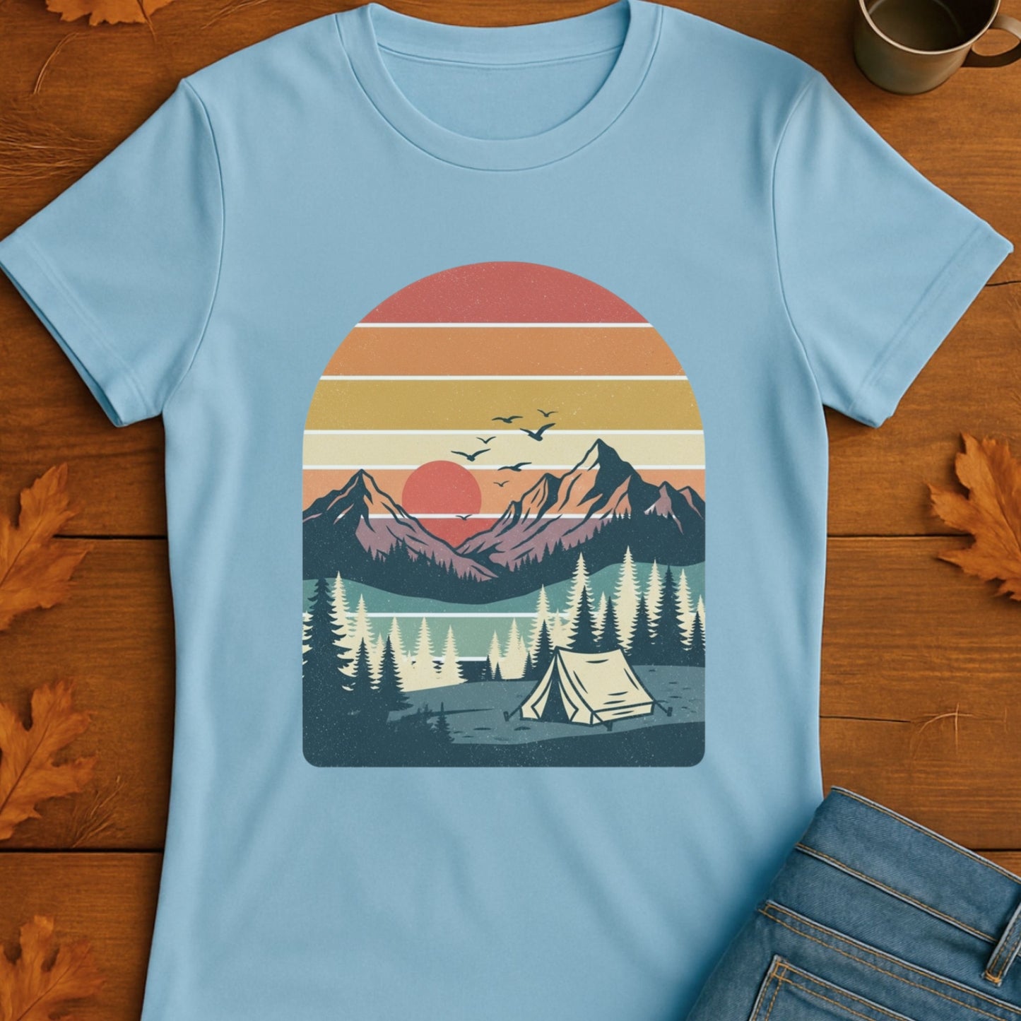 Vintage Camping Pine Trees Softstyle T-Shirt