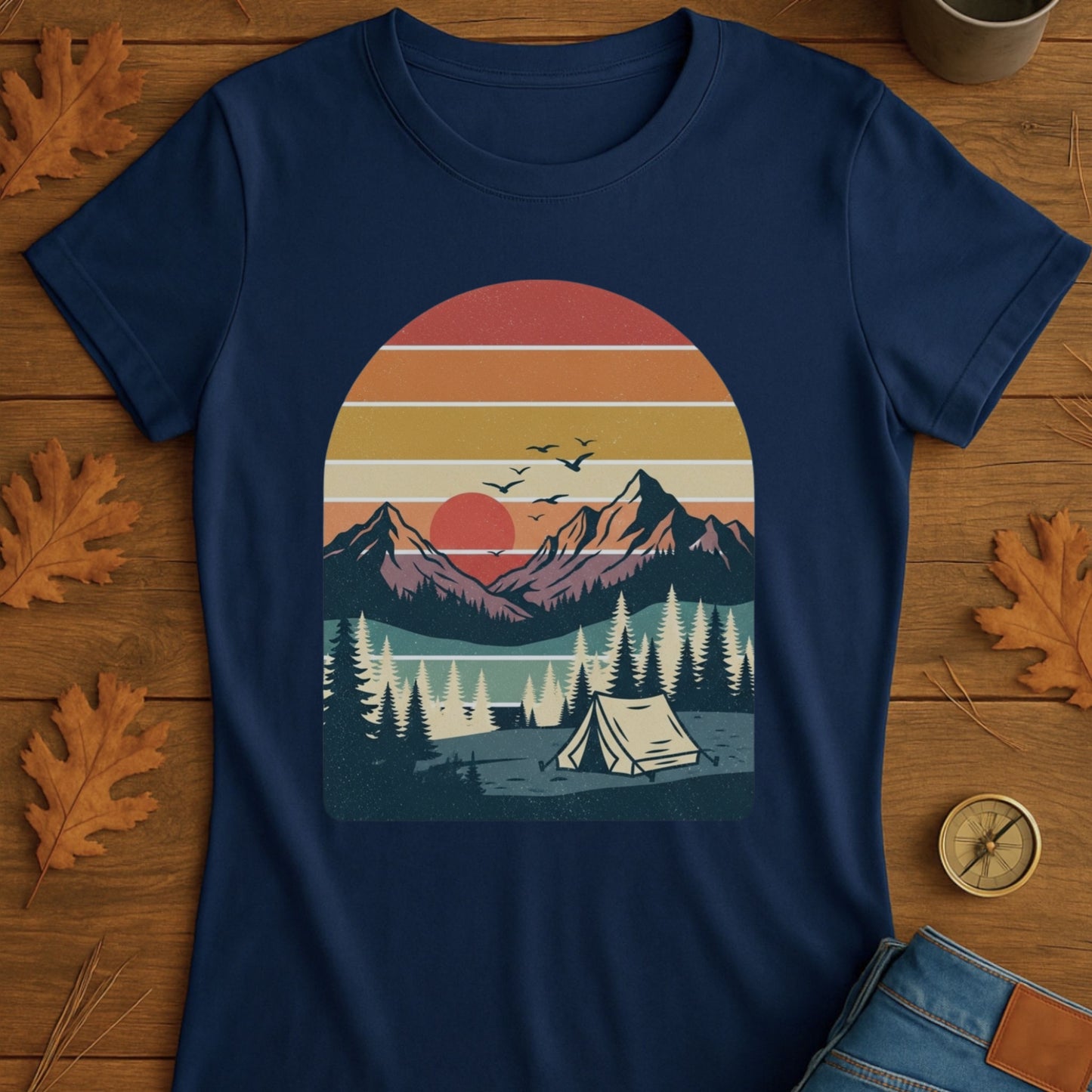 Vintage Camping Pine Trees Softstyle T-Shirt