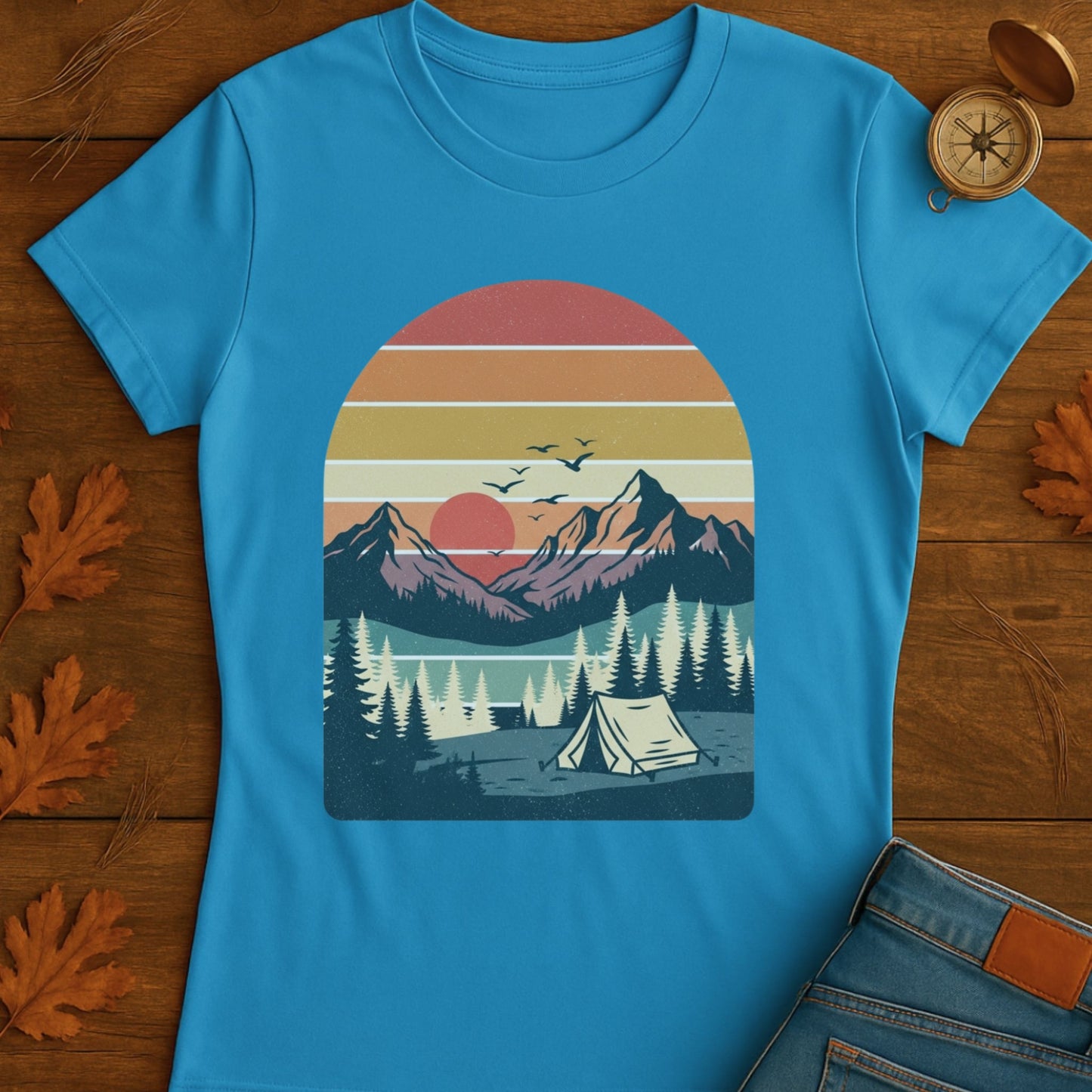 Vintage Camping Pine Trees Softstyle T-Shirt