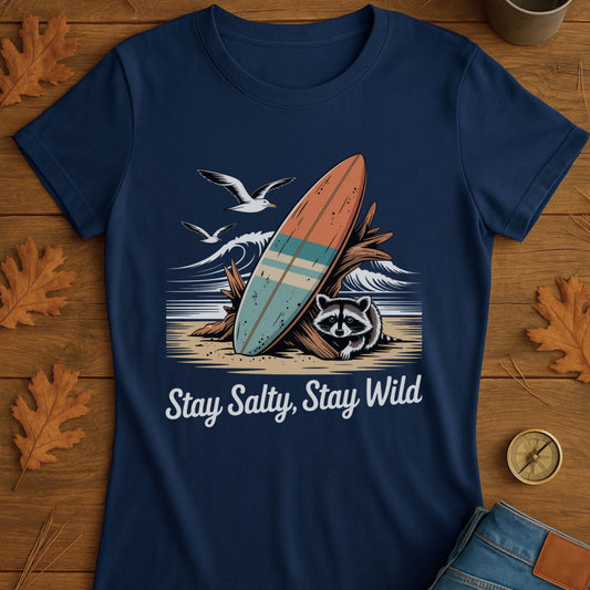 Surfboard Raccoon Softstyle T-Shirt