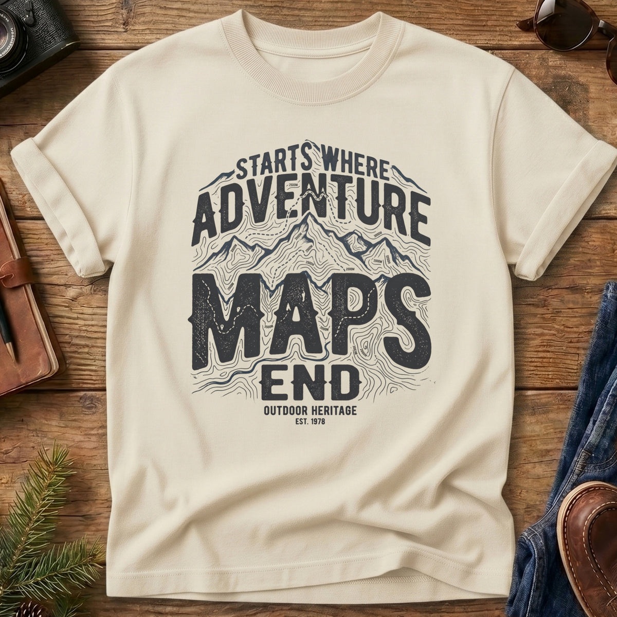 Adventure Starts Where Maps End Tee – graphic tee, view 3
