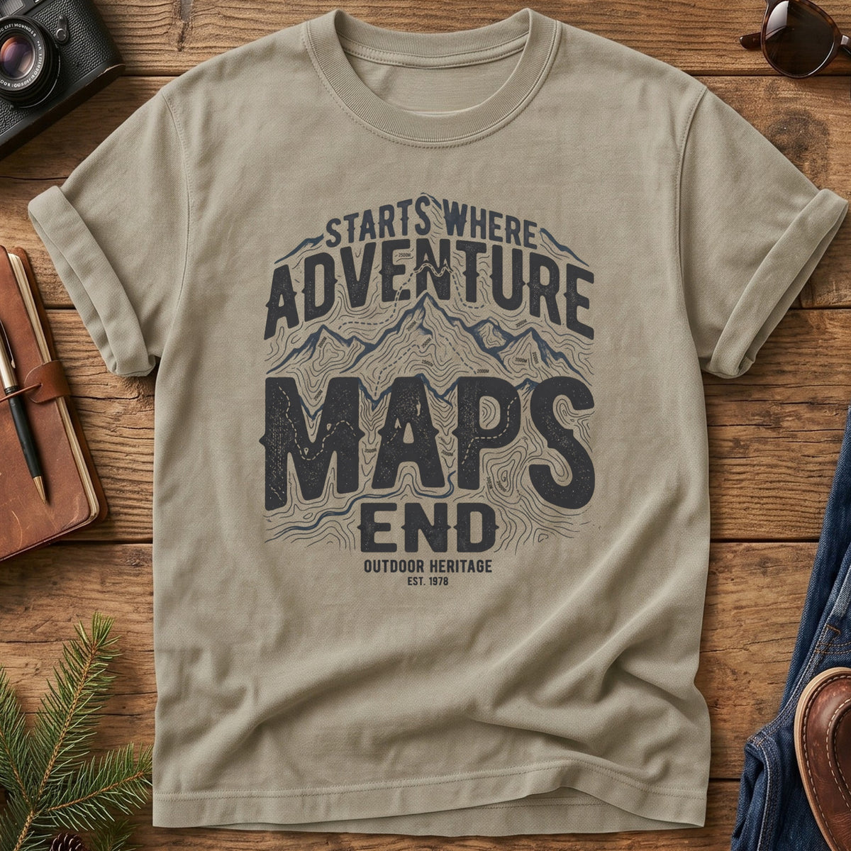 Adventure Starts Where Maps End Tee – graphic tee, view 4