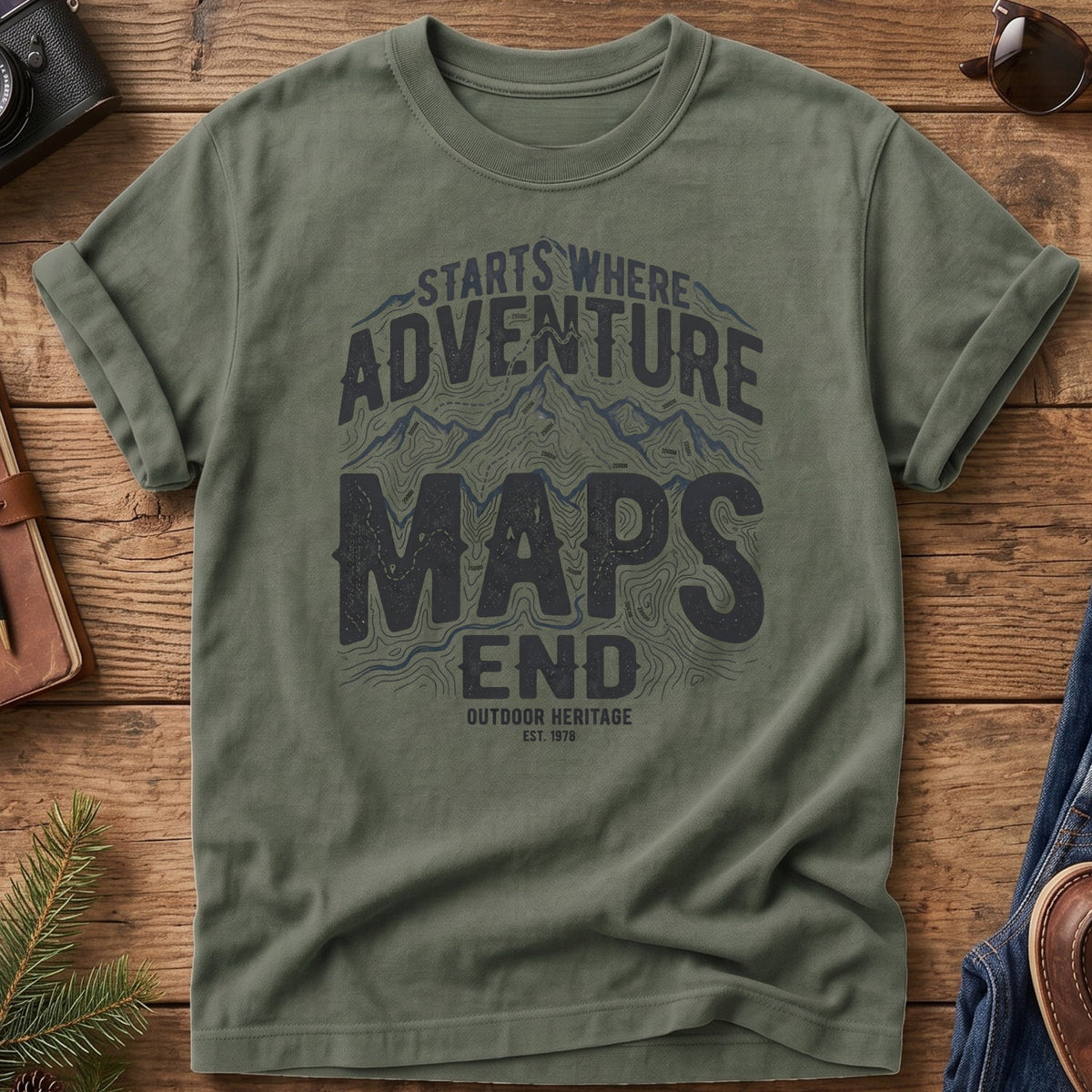 Adventure Starts Where Maps End Tee – graphic tee, view 5