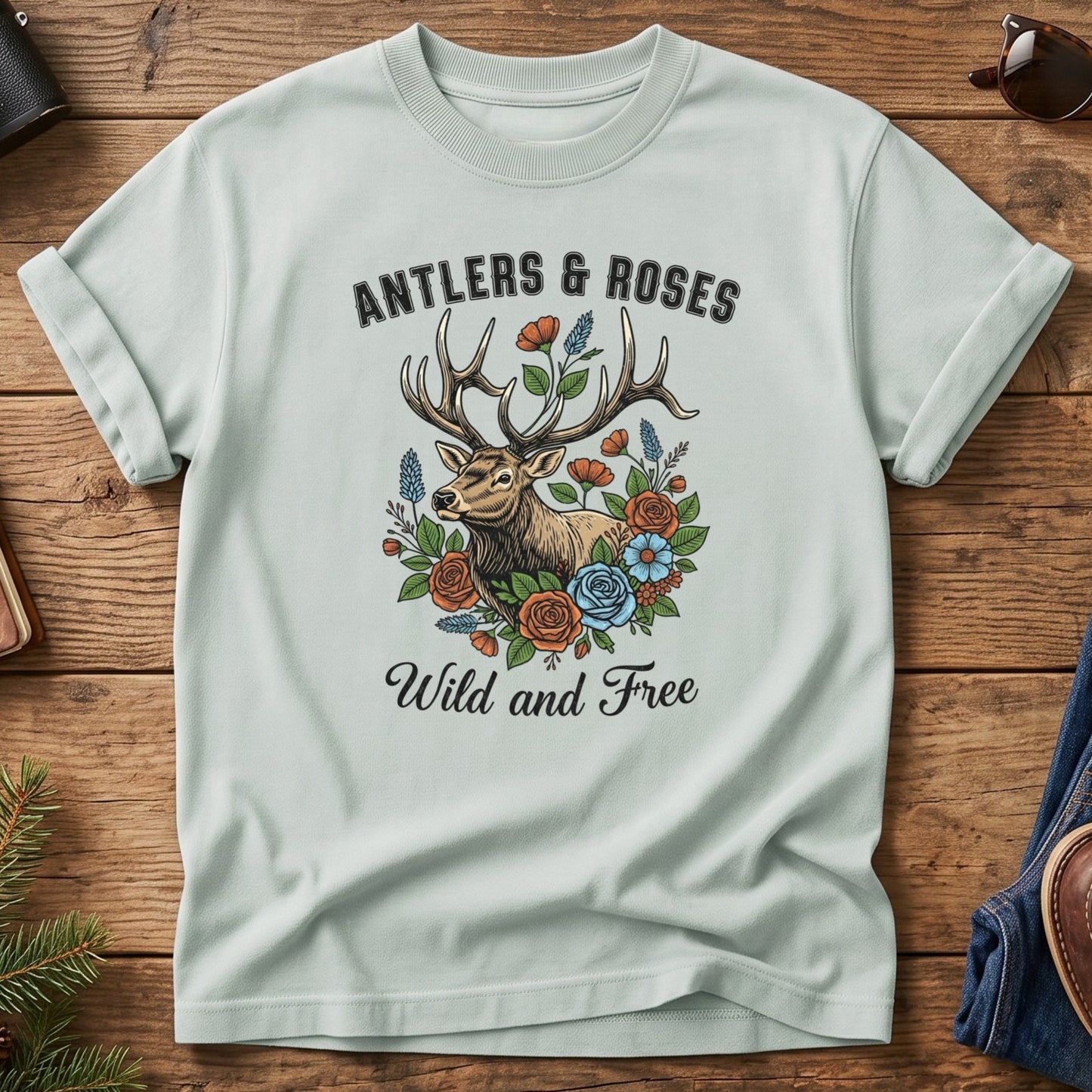 Antlers & Roses Wild & Free Tee