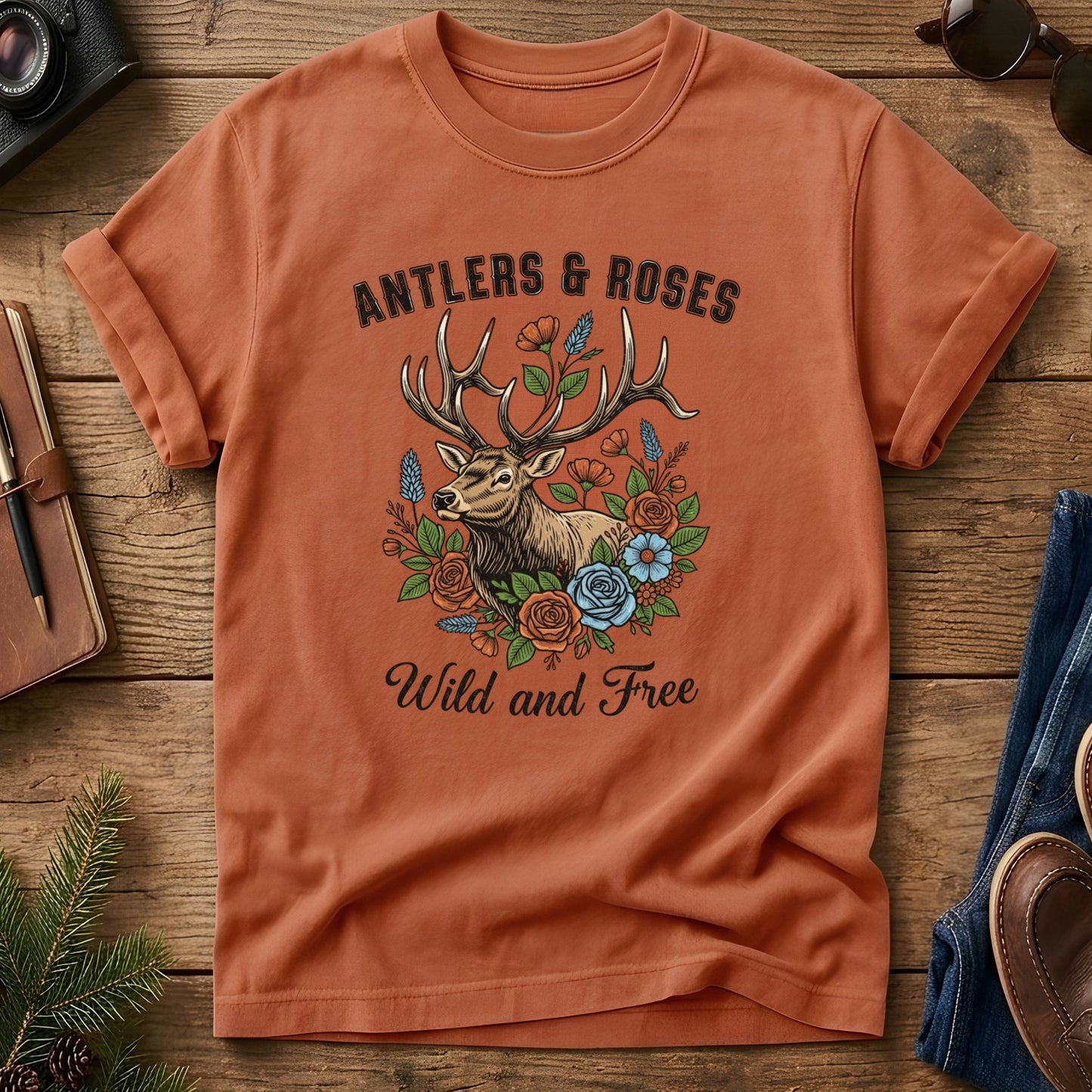 Antlers & Roses Wild & Free Tee