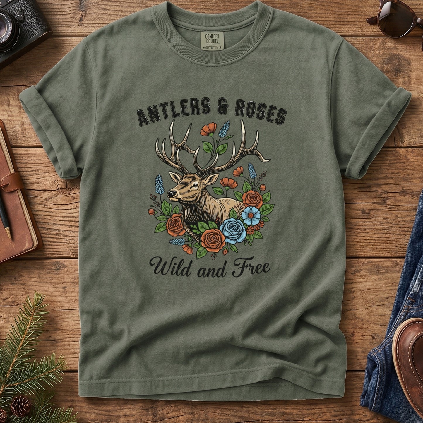 Antlers & Roses Wild & Free Tee