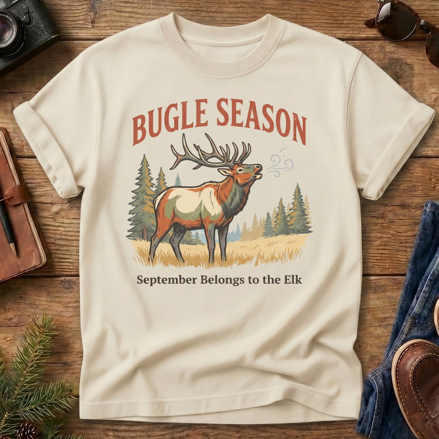 Bugle Season Tee – elk bugling graphic tee, product photo 3