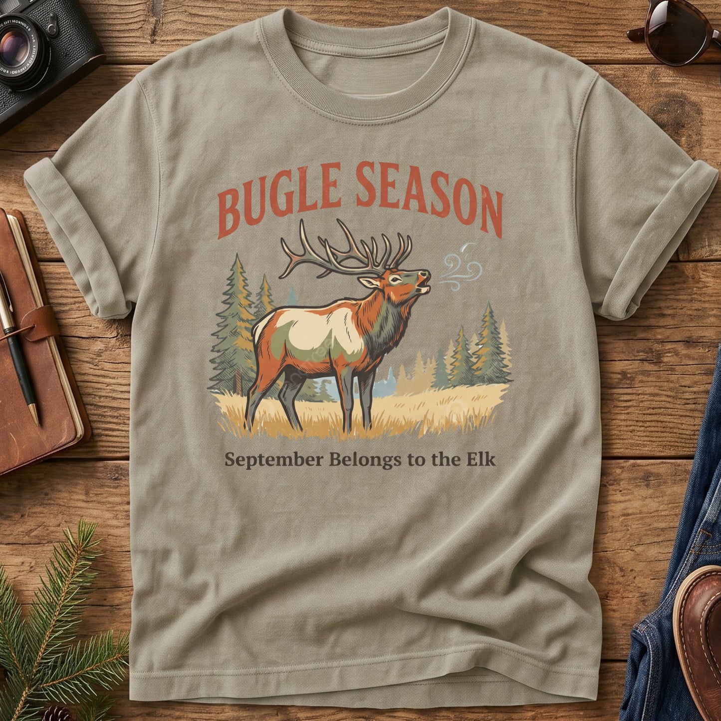 Bugle Season Tee – elk bugling graphic tee, product photo 4