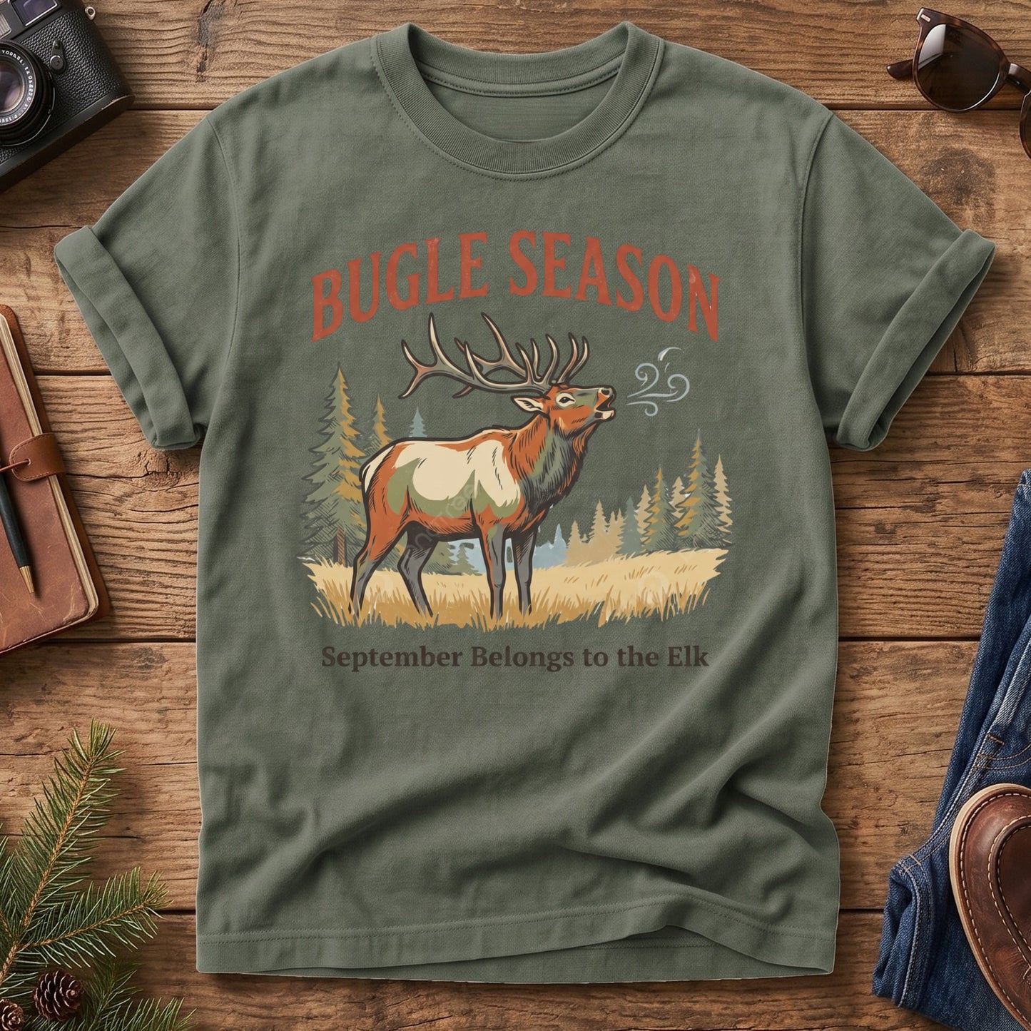 Bugle Season Tee – elk bugling graphic tee, product photo 5