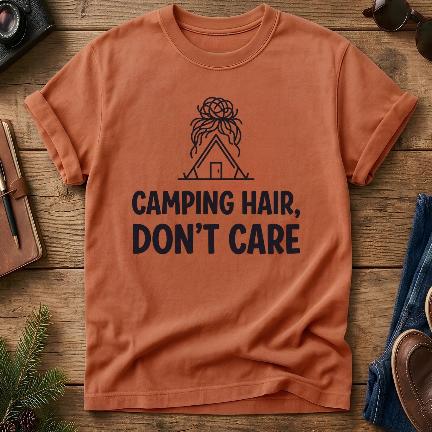 Camping Hair Don't Care Tee