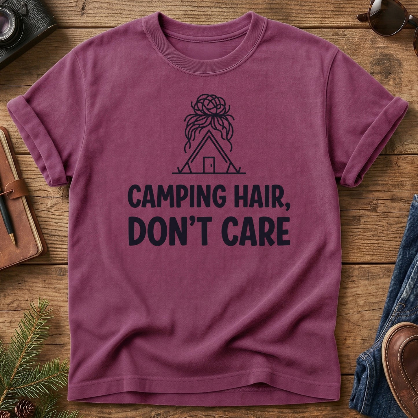 Camping Hair Don't Care Tee