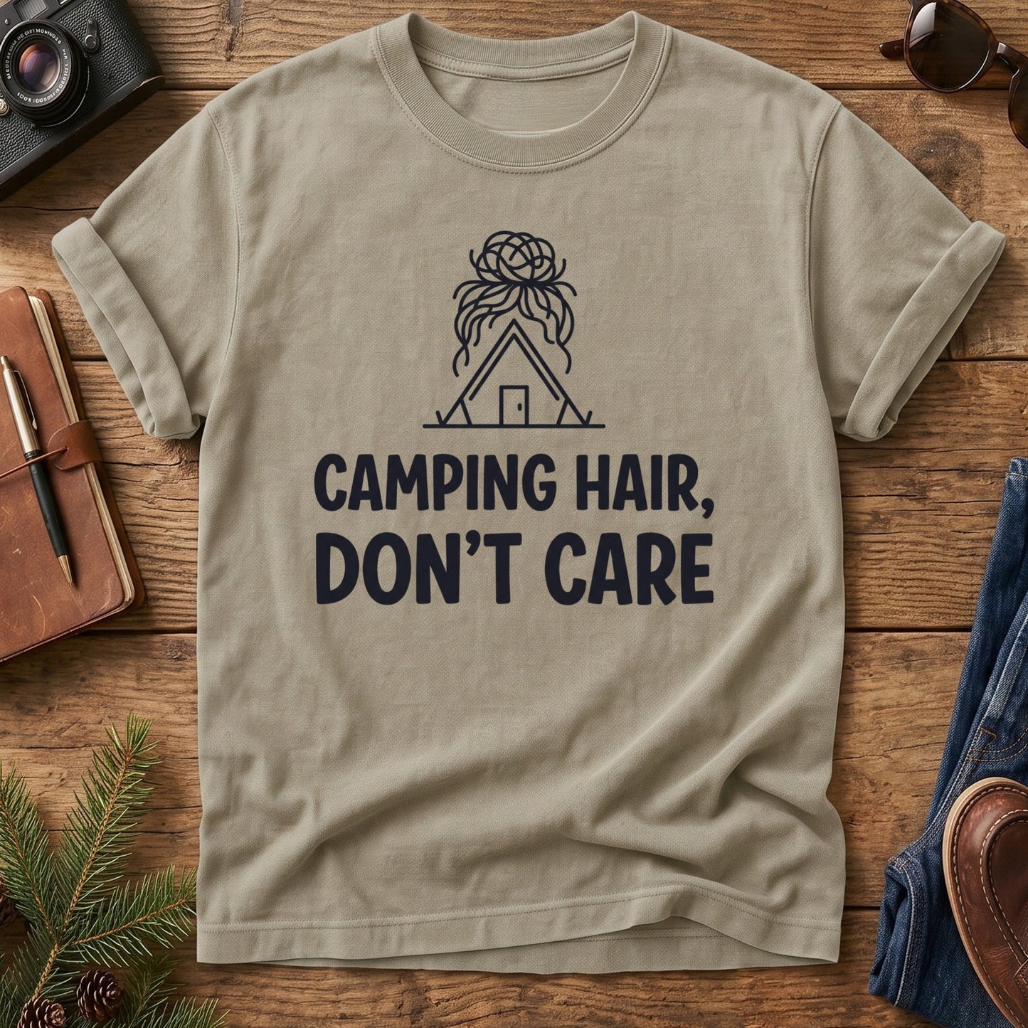 Camping Hair Don't Care Tee