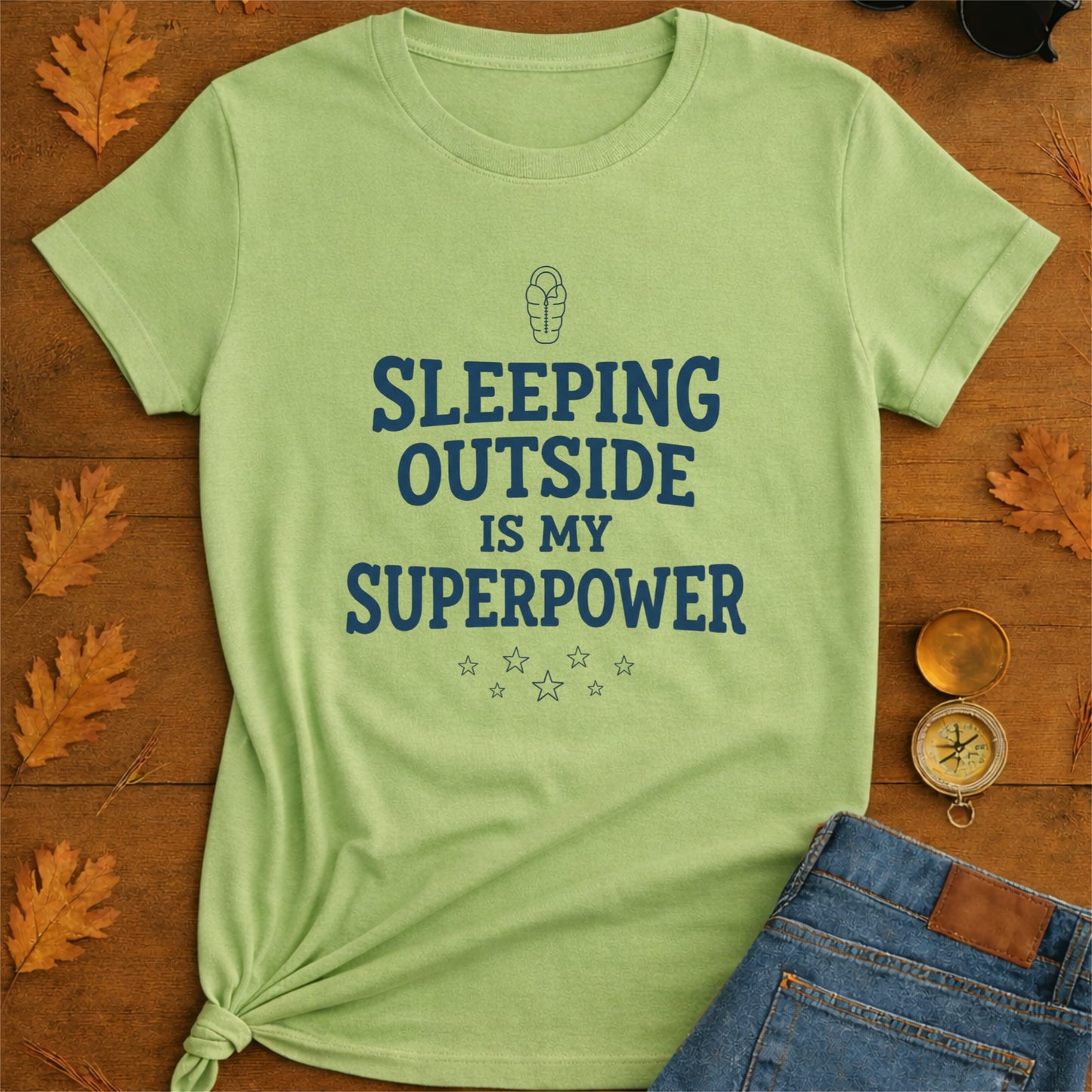 Camping T-Shirt — "sleeping outside is my superpower" Outdoor Adventure Tee