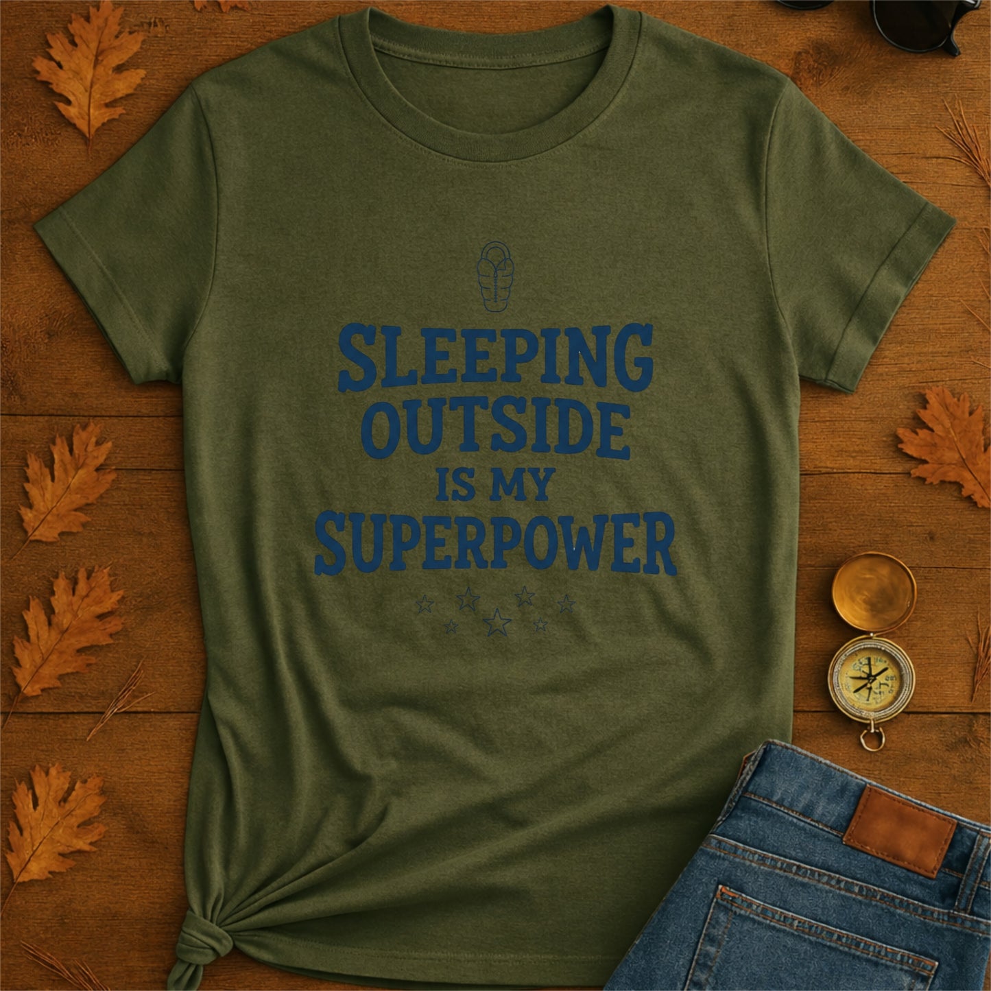 Camping T-Shirt — "sleeping outside is my superpower" Outdoor Adventure Tee