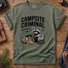 Campsite Criminal Raccoon Tee – additional angle showing campsite criminal print