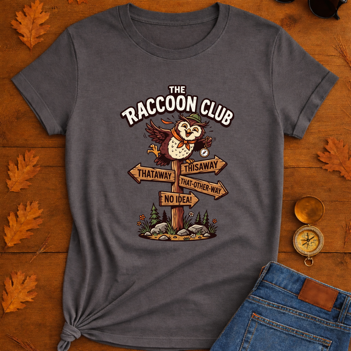 Silly Owl Wrong Direction Sign T-Shirt