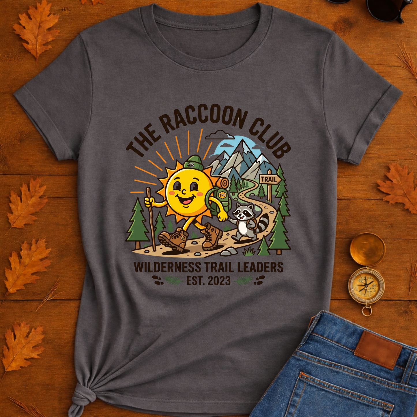 Hiking Sun T-Shirt — Smiling Sun in Boots Trail Tee
