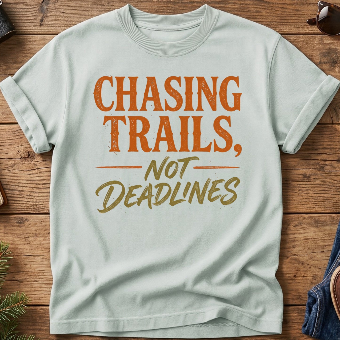 Chasing Trails Not Deadlines Tee