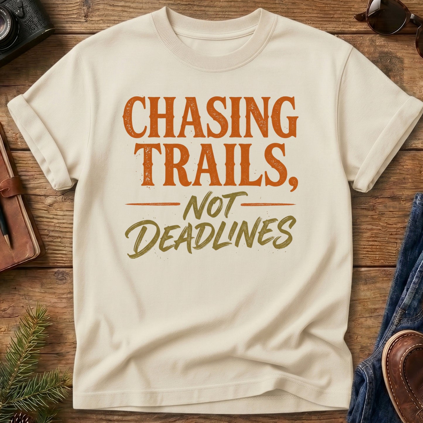 Chasing Trails Not Deadlines Tee