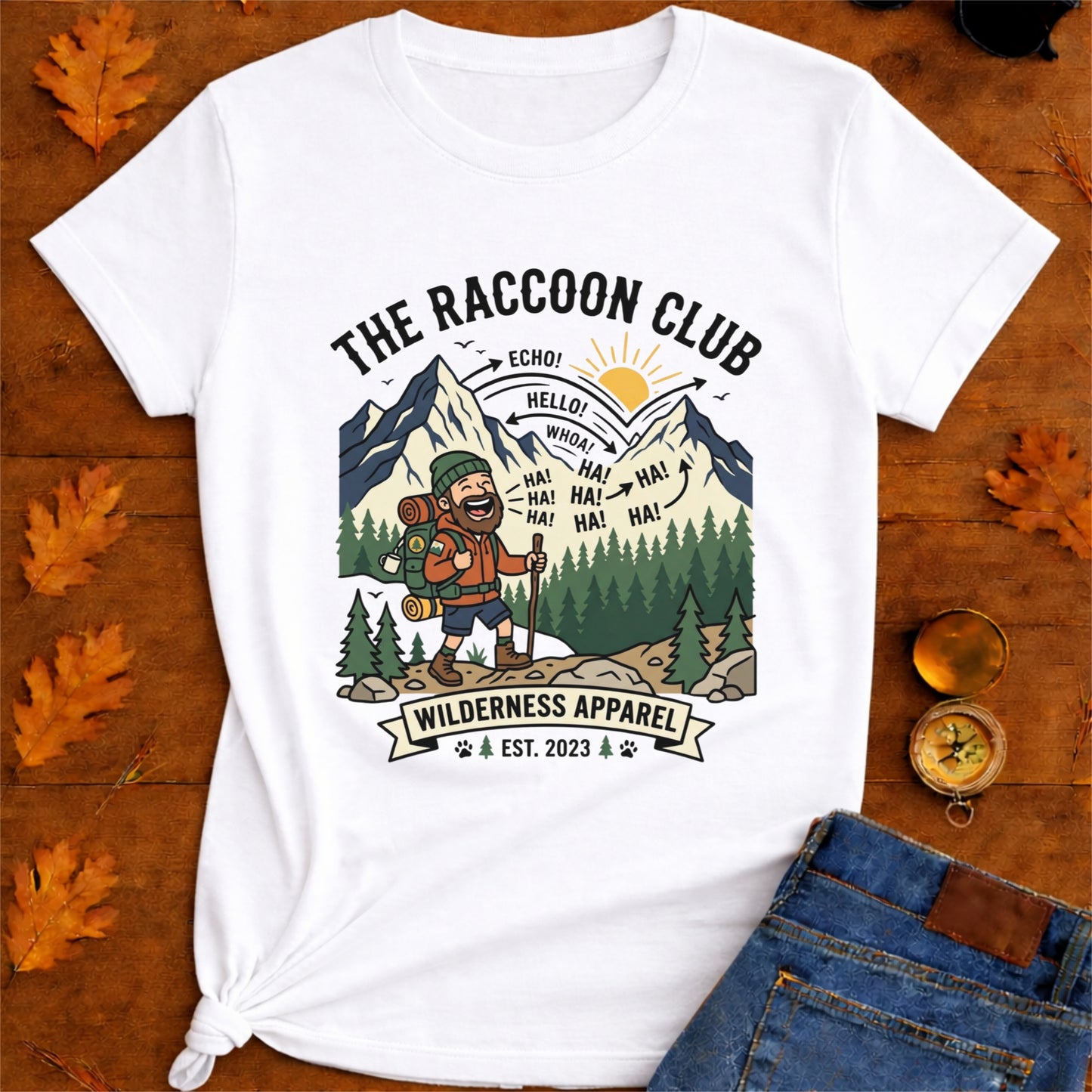 Cheerful and happily Hiker T-Shirt — Laughing Hikers