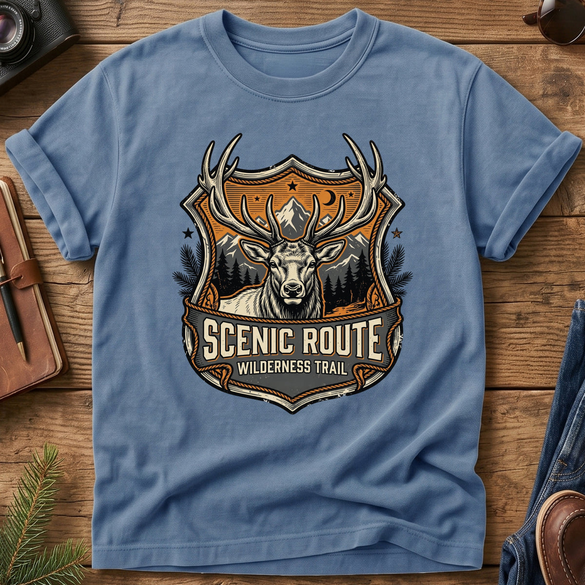 The Scenic Route Trophy Elk Shield Tee