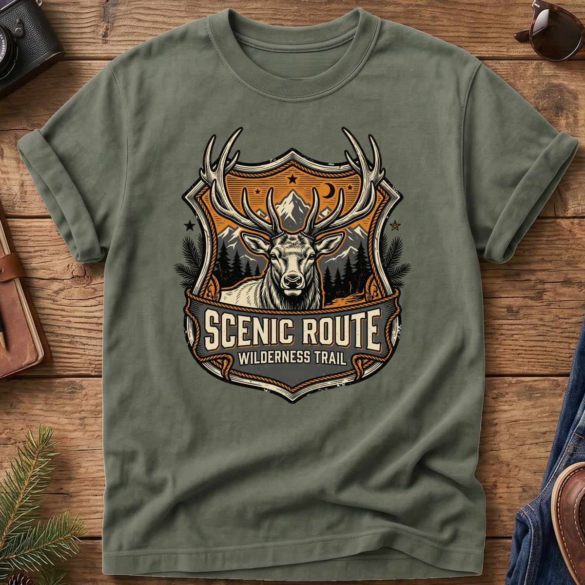 The Scenic Route Trophy Elk Shield Tee
