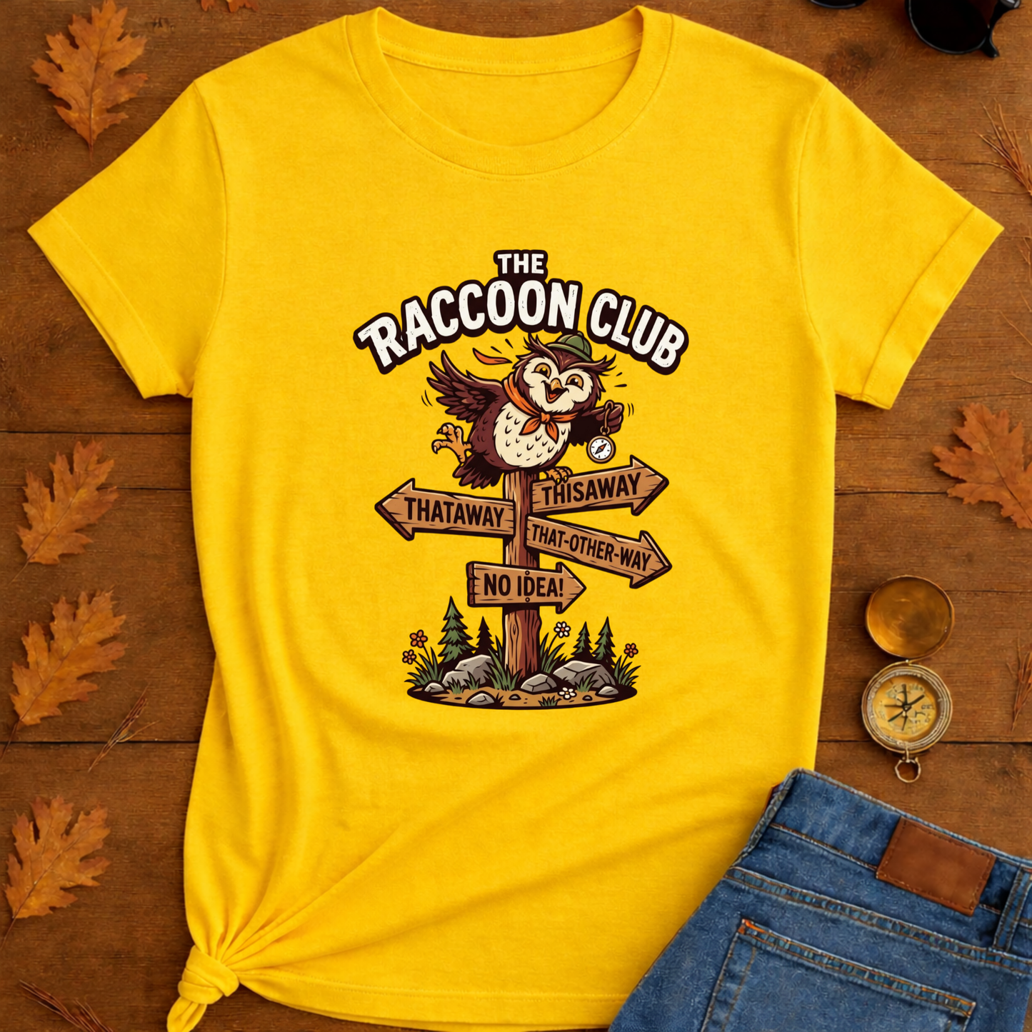 Silly Owl Wrong Direction Sign T-Shirt