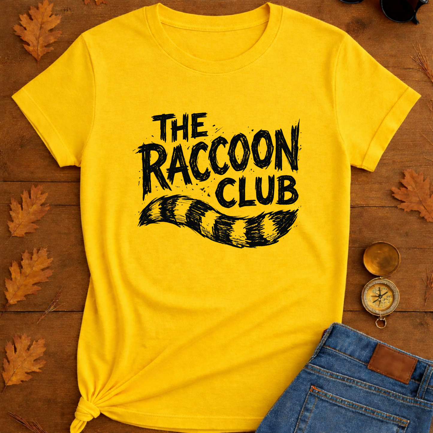 Raccoon Club T-Shirt — Cute Retro Wildlife Tee