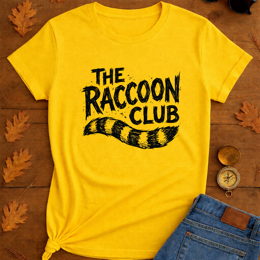 Raccoon Club T-Shirt — Cute Retro Wildlife Tee