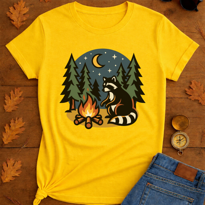 Raccoon Warning Campfire T-Shirt — Funny Camping Graphic Tee