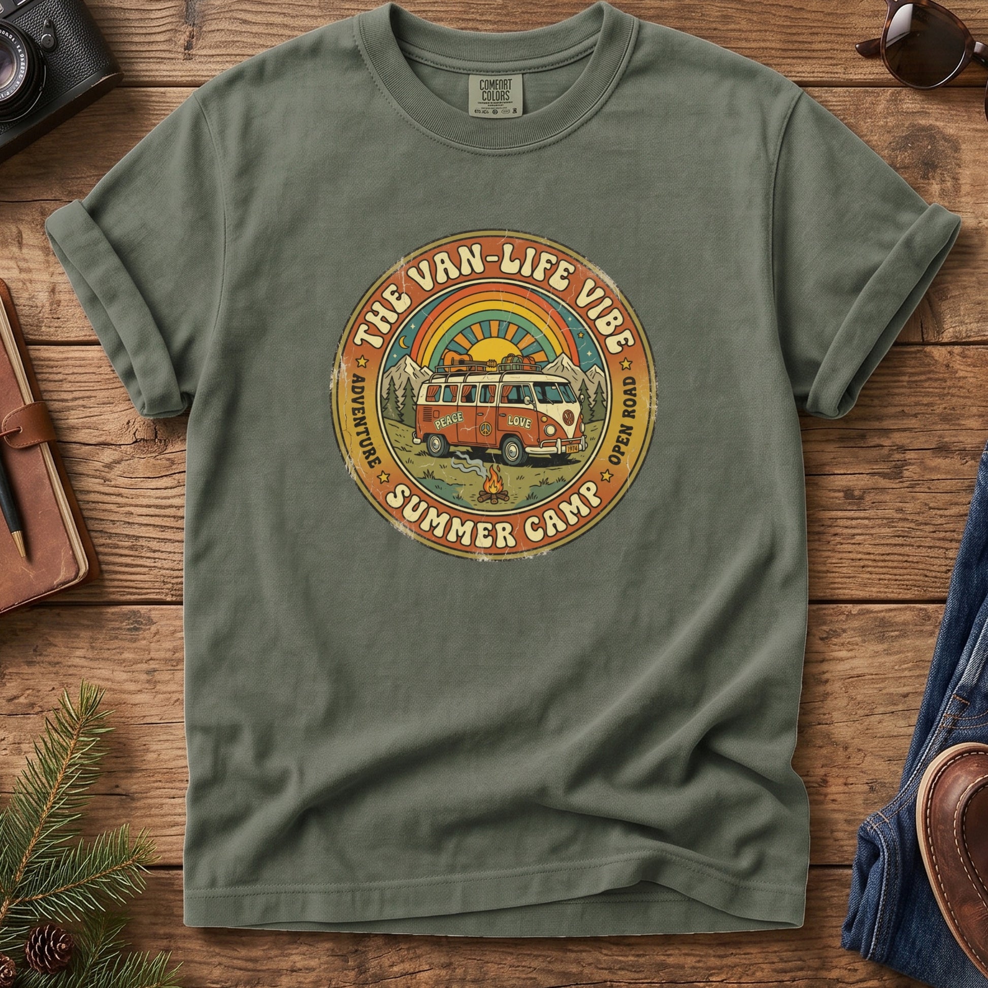 Family Van Life Summer Camp Tee – additional angle showing van life print