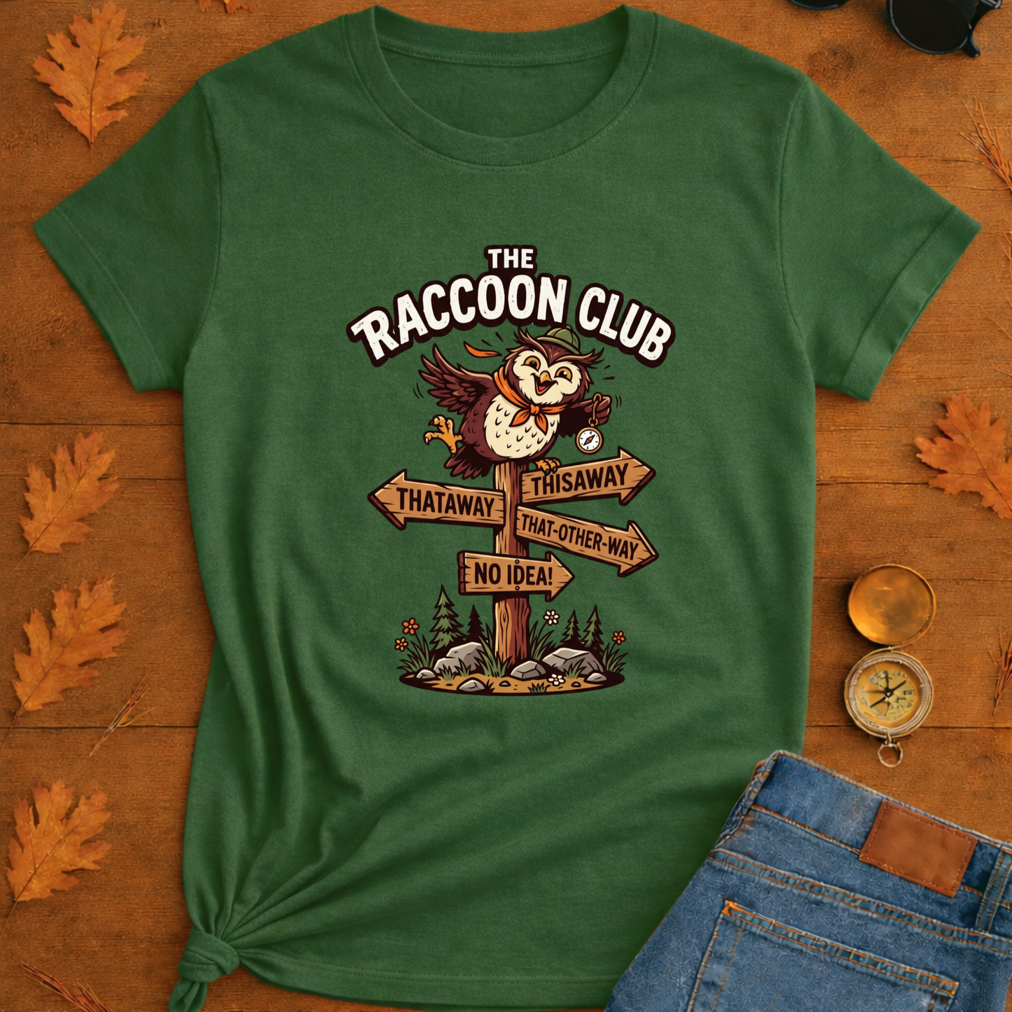 Silly Owl Wrong Direction Sign T-Shirt