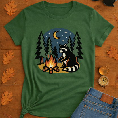 Raccoon Warning Campfire T-Shirt — Funny Camping Graphic Tee