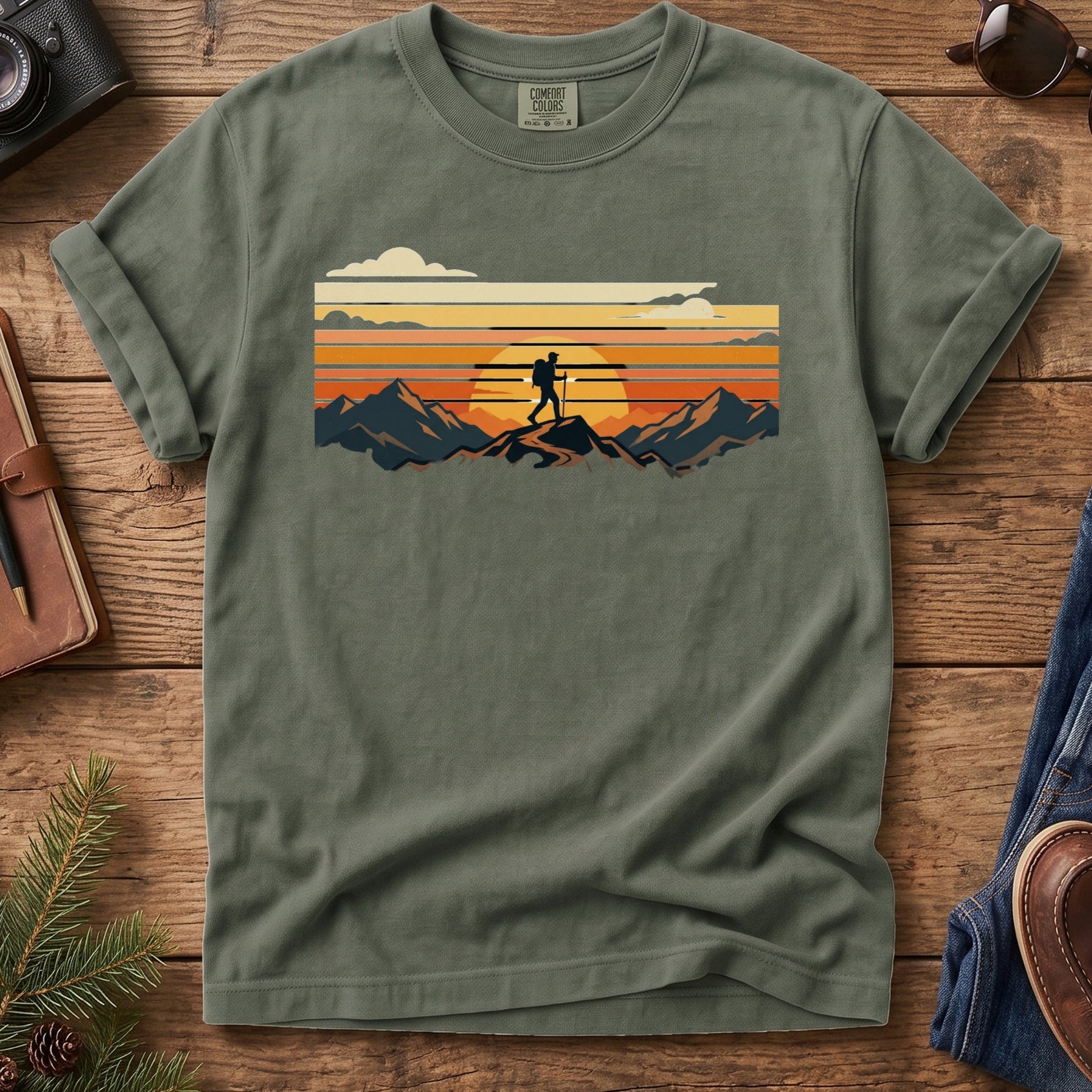 Golden Horizon Landscape Tee – close-up of golden horizon artwork