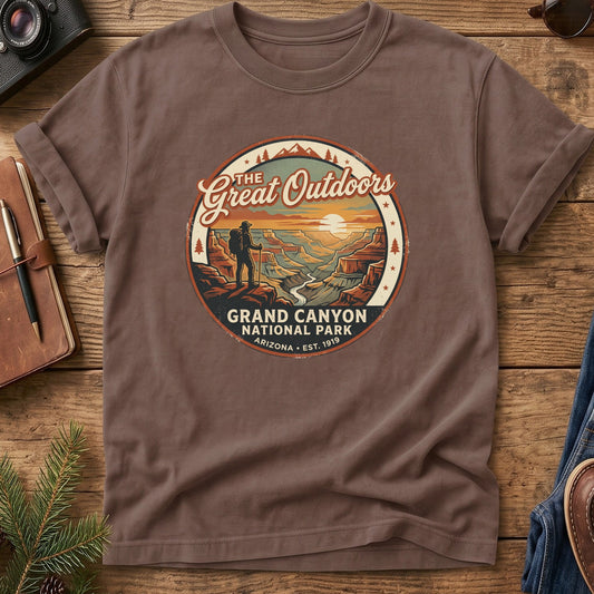 Great Outdoors Grand Canyon Tee – lifestyle photo, garment-dyed Comfort Colors tee