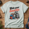 Hide Your Snacks Raccoon Tee – hide your snacks raccoon graphic on Softstyle t-shirt, front view