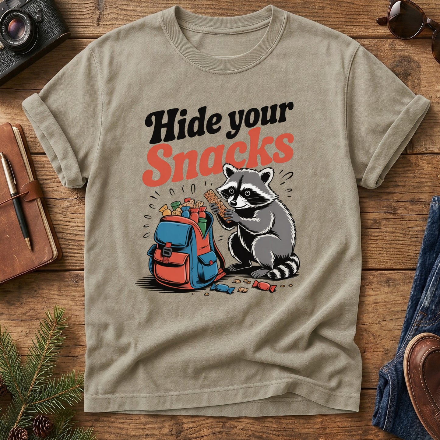 Hide Your Snacks Raccoon Tee
