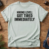 Hiking Got Tired Tee – hiking got tired graphic on Softstyle t-shirt, front view