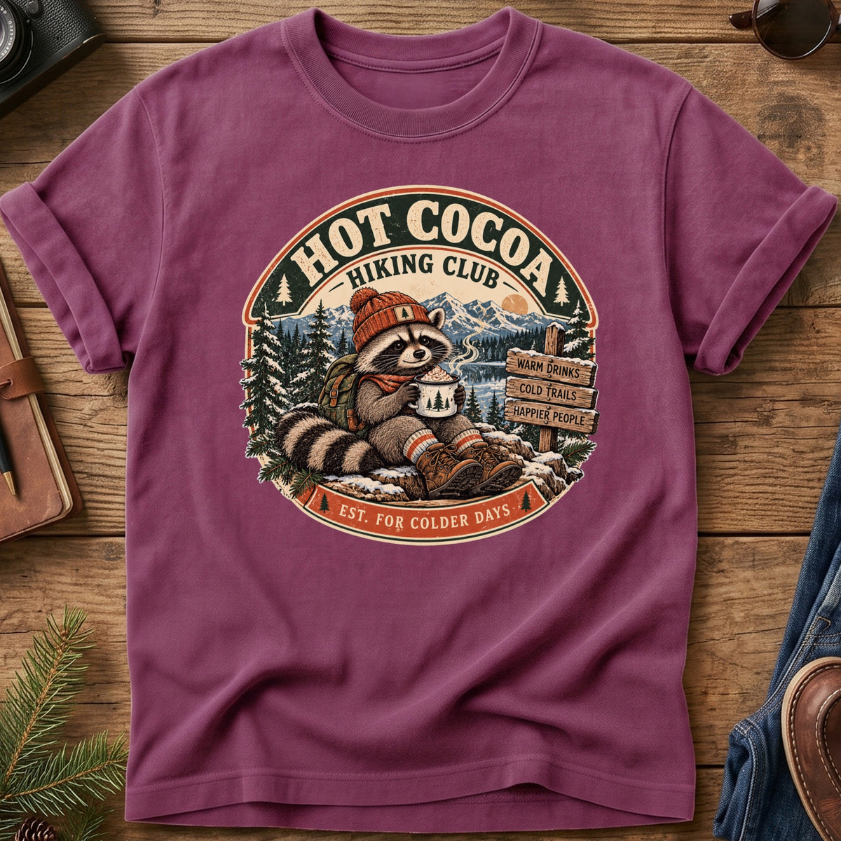 Hot Cocoa Hiking Club Tee