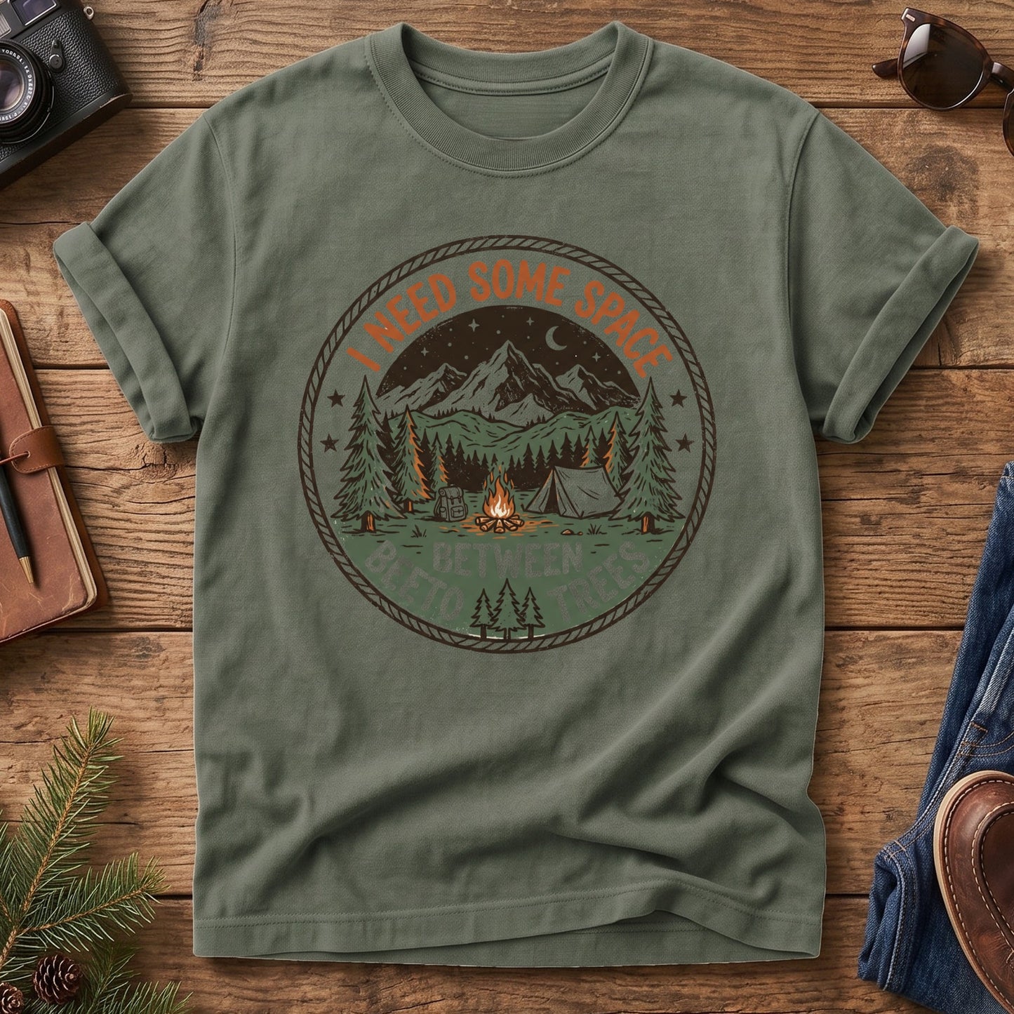 I Need Some Space Tee – I Need Some Space graphic on Moss Softstyle t-shirt