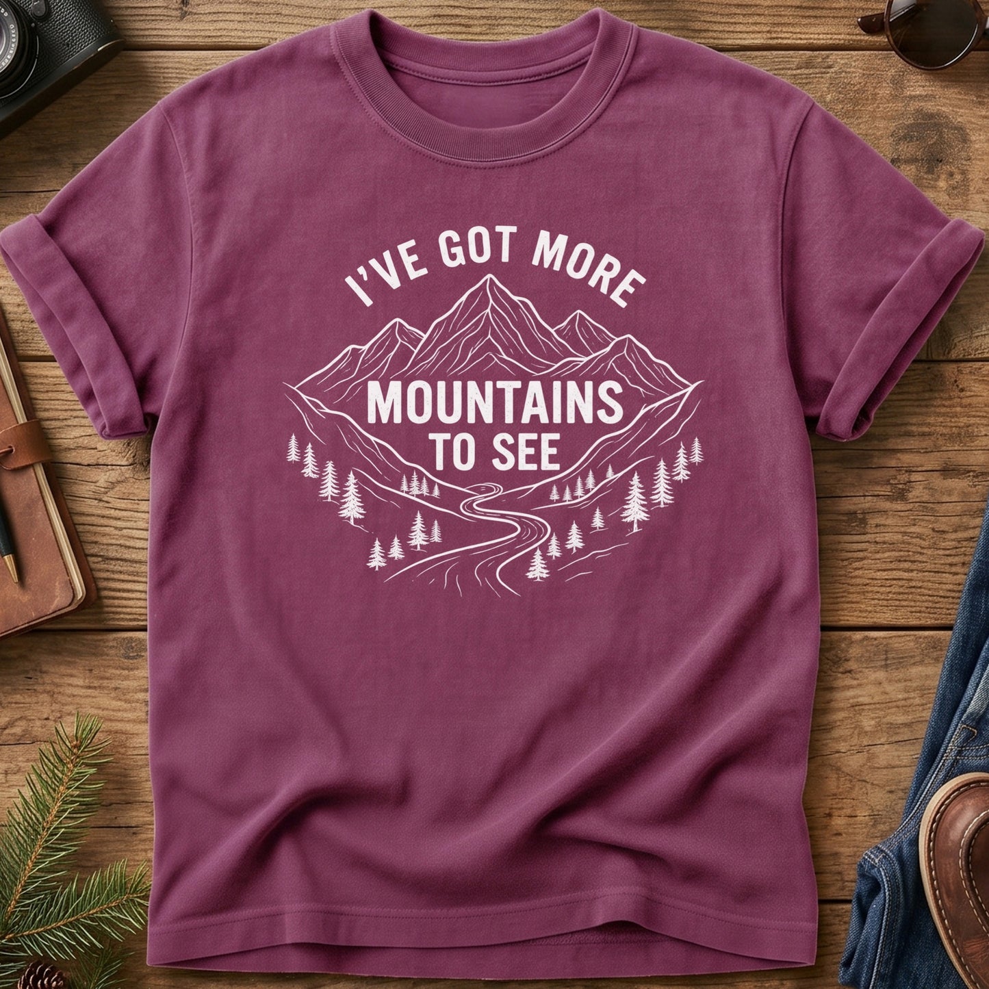 I've Got More Mountains to See Tee — Wilderness Apparel garment-dyed Comfort Colors tee, photo 1 of 8