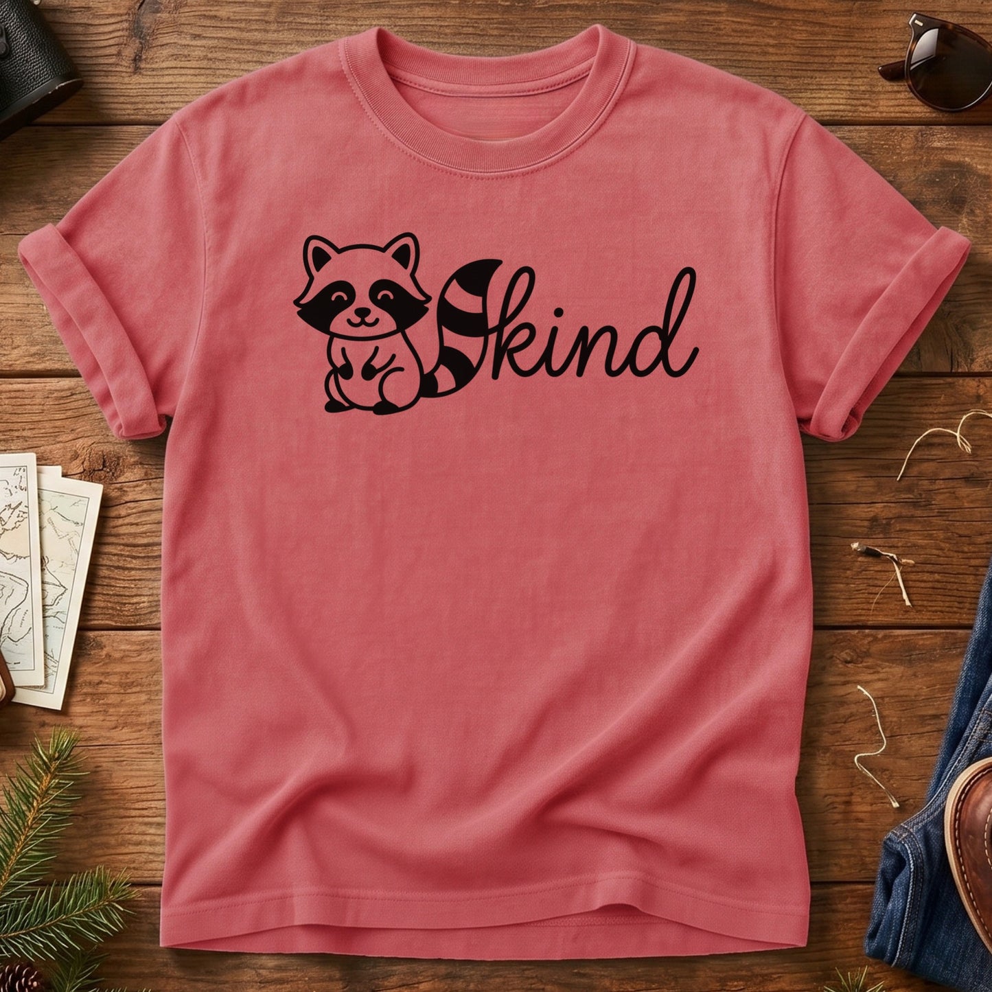 Kind Raccoon Tee – kind raccoon graphic tee in Watermelon, product photo 5