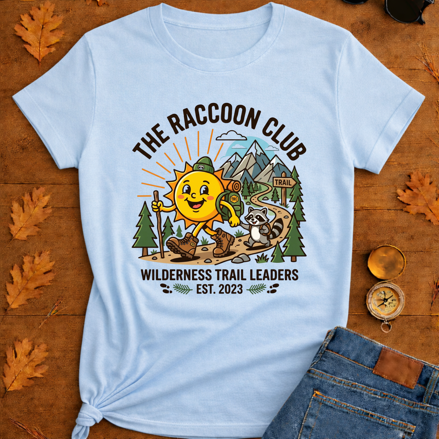 Hiking Sun T-Shirt — Smiling Sun in Boots Trail Tee