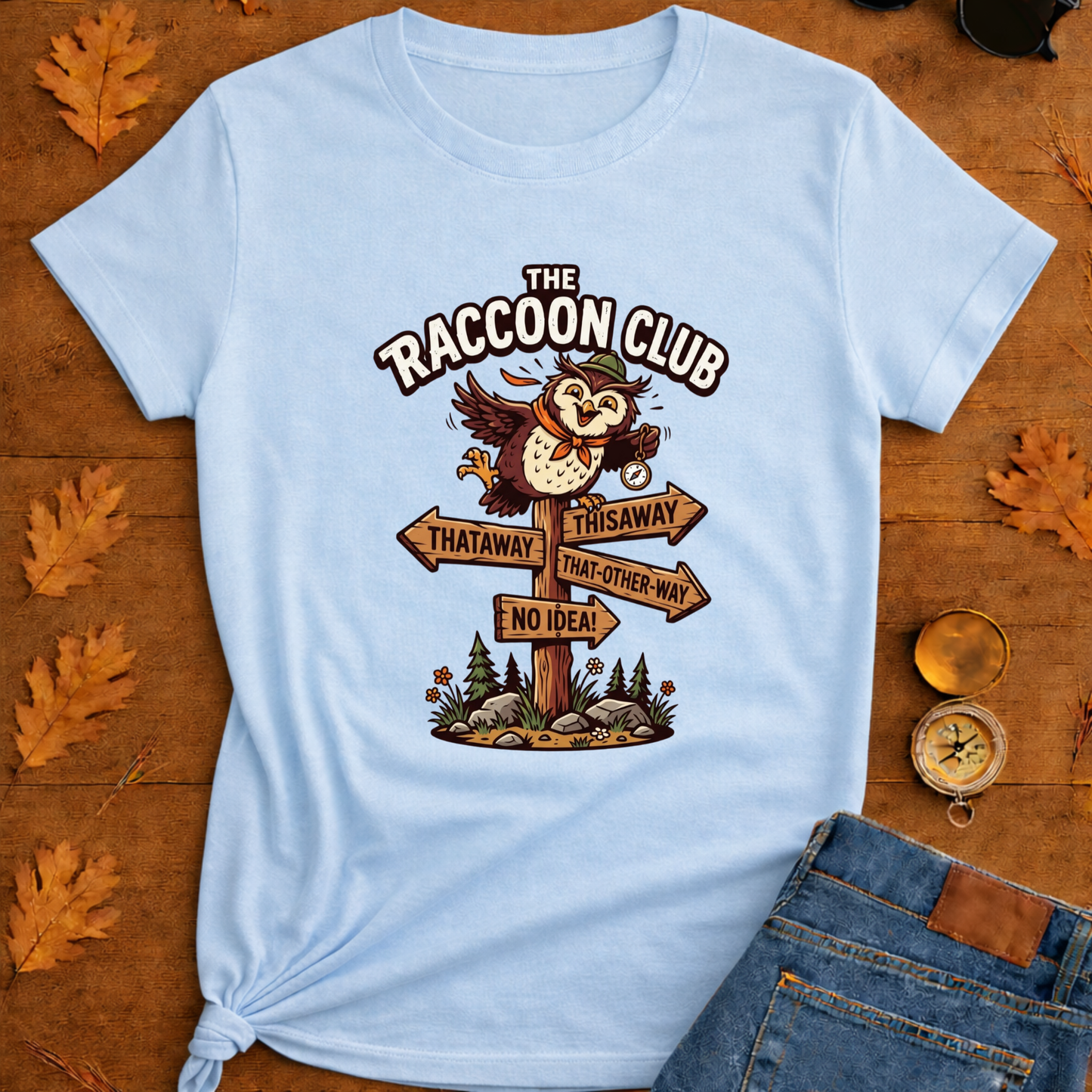 Silly Owl Wrong Direction Sign T-Shirt