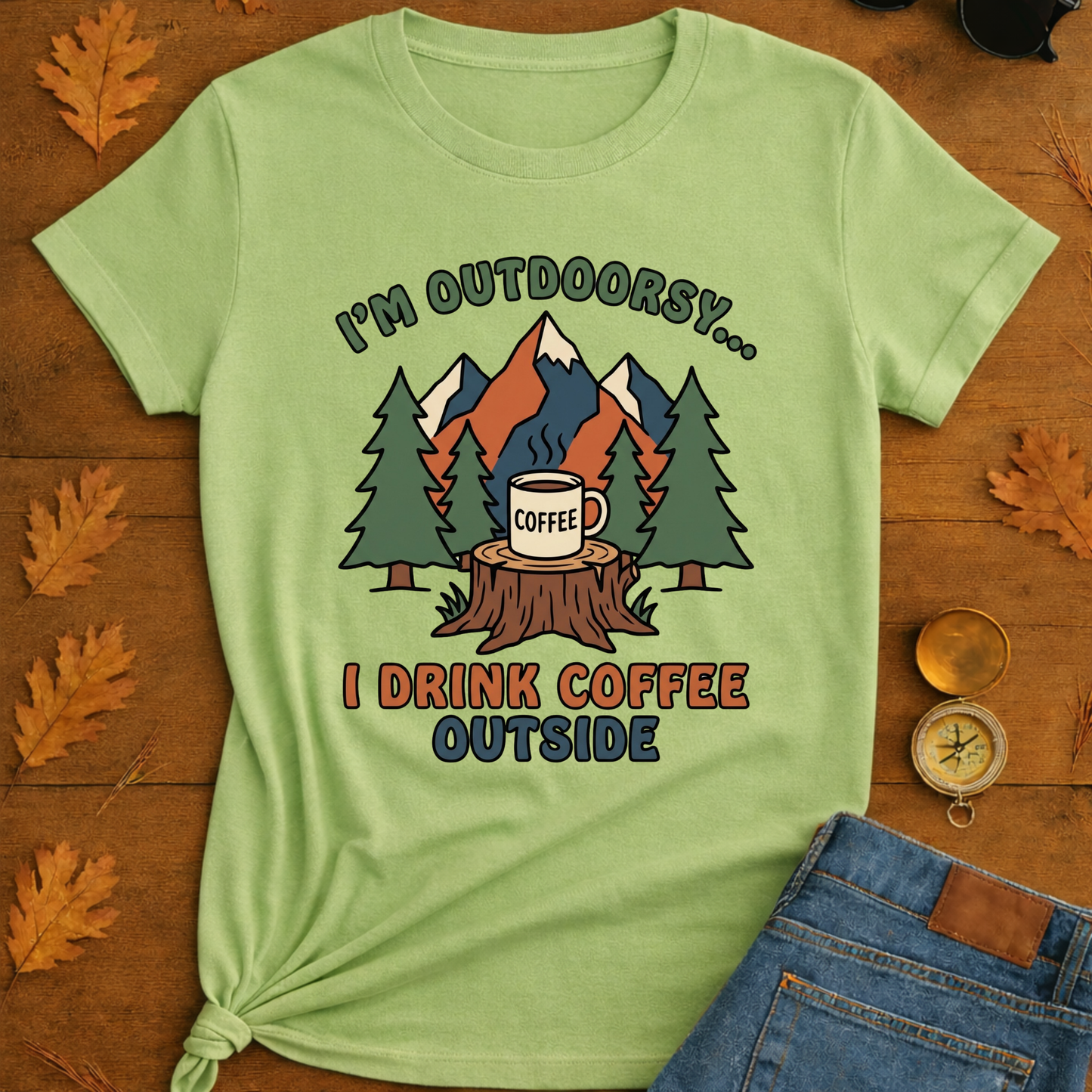 I Drink coffee outside T-Shirt — Outdoor Hiking